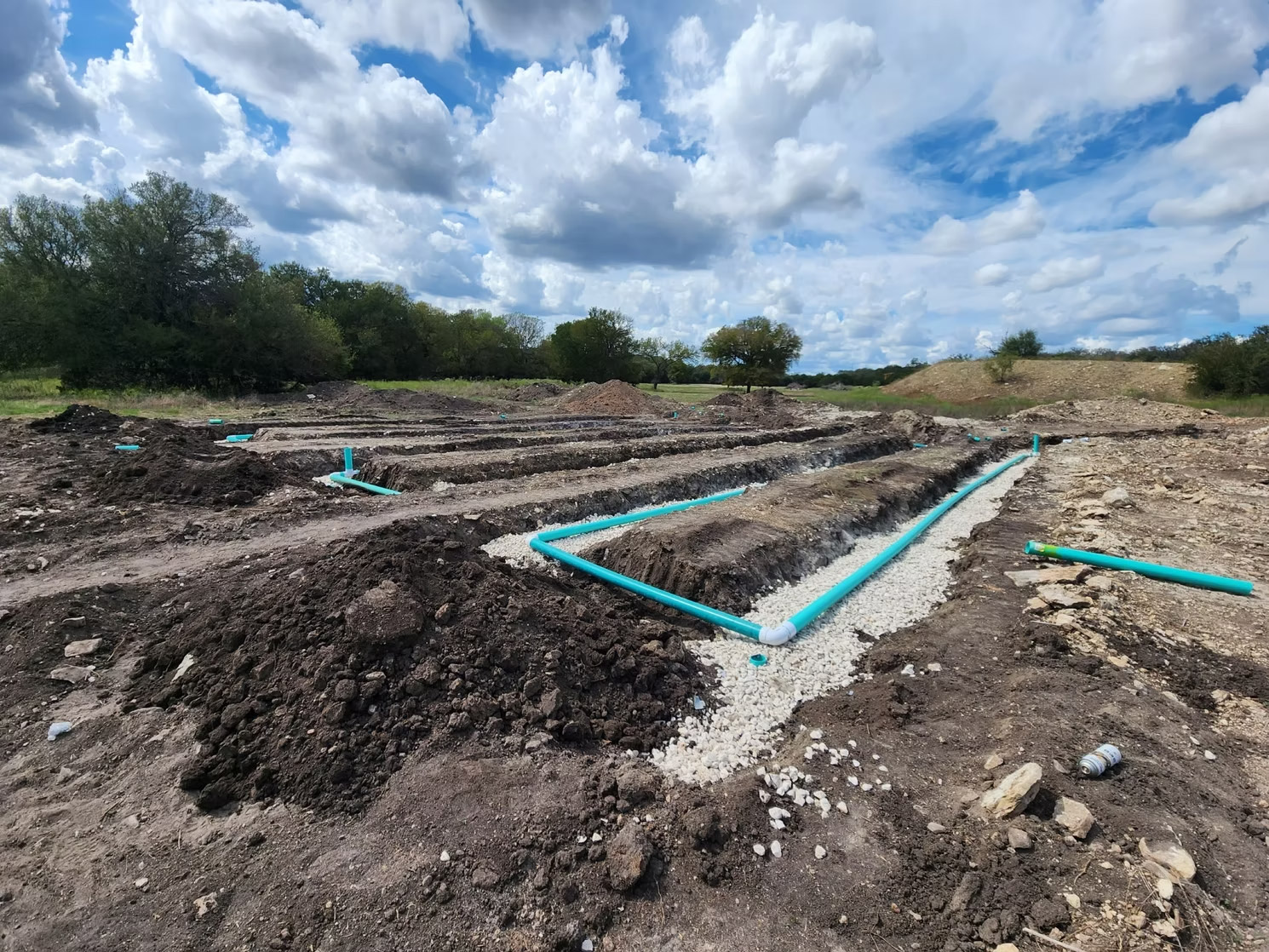 New septic leach field installation